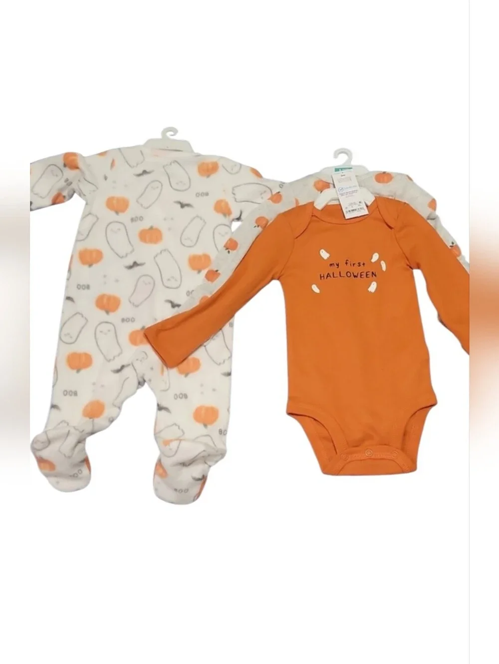 Carter's Pumpkin Print Infant One-Piece Sleepers and Bodysuits Set. 3 months